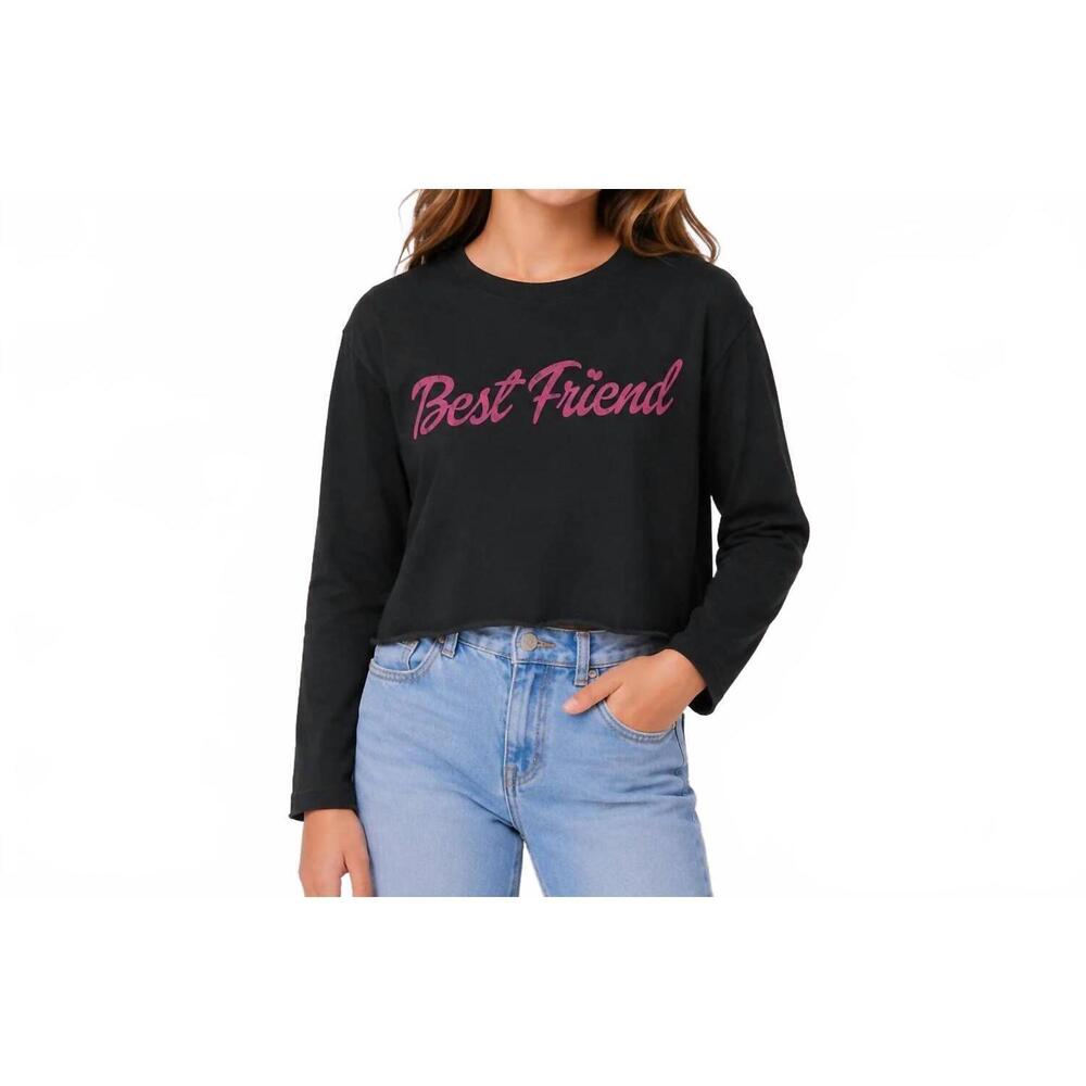 NEW PRINCE PETER COLLECTION girl's best friend long sleeve crop top in black